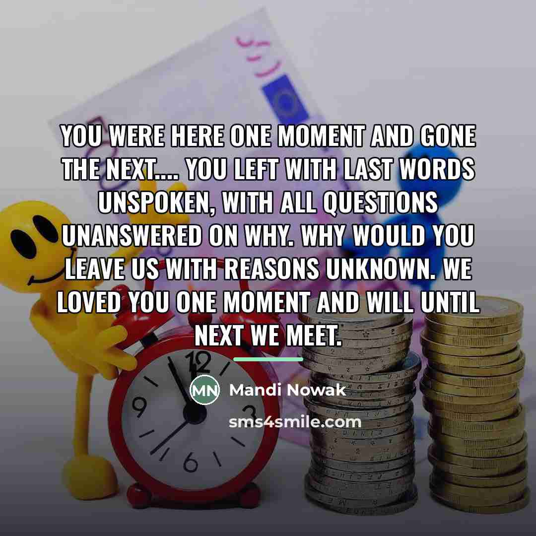 “You were here one moment and gone the next.... You…” quote by Mandi Nowak