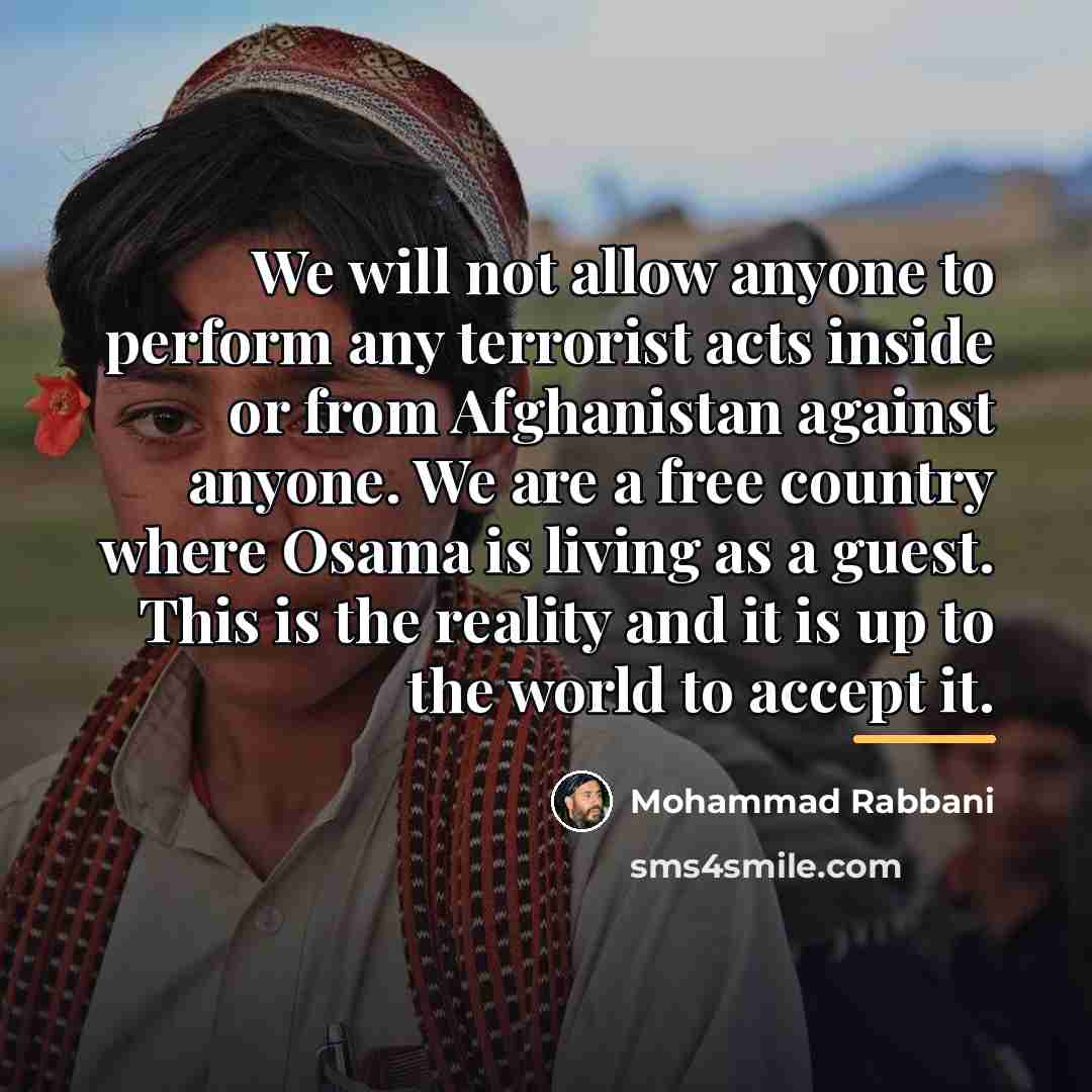 “We will not allow anyone to perform any terrorist acts…” quote by Mohammad Rabbani