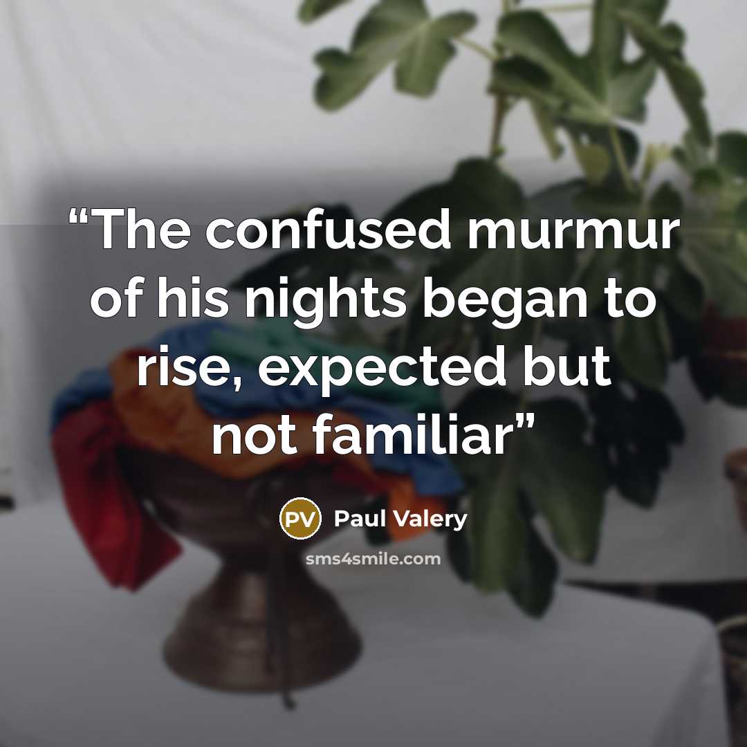 “The confused murmur of his nights began to rise, expected but not familiar” quote by Paul Valéry