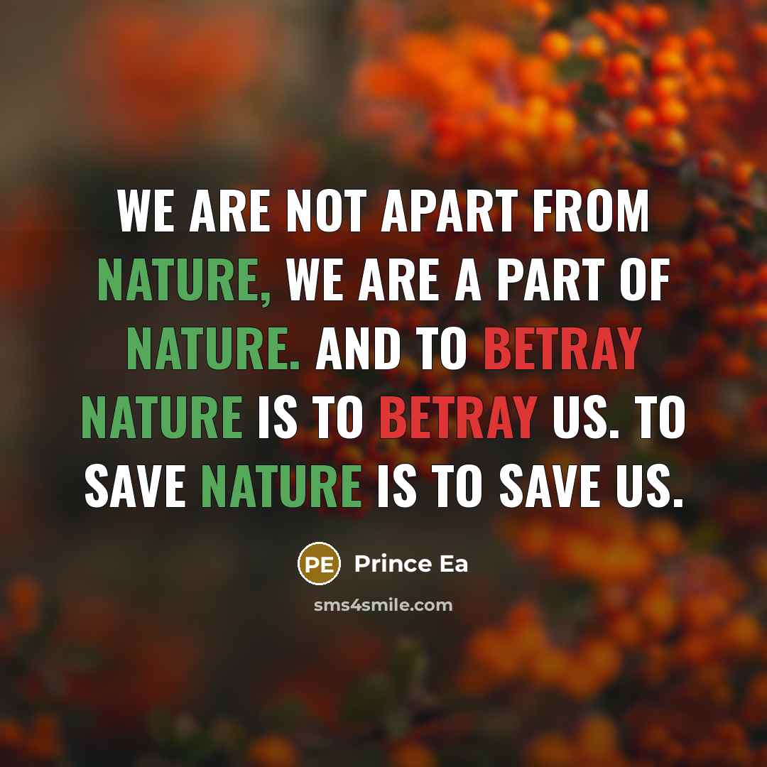 “We are not apart from nature, we are a part…” quote by Prince Ea
