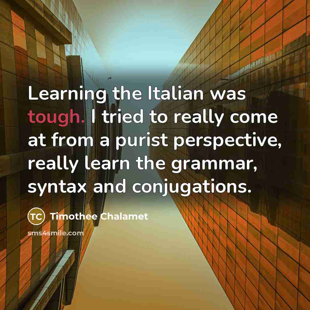 “Learning the Italian was tough. I tried to really come…” quote by Timothee Chalamet