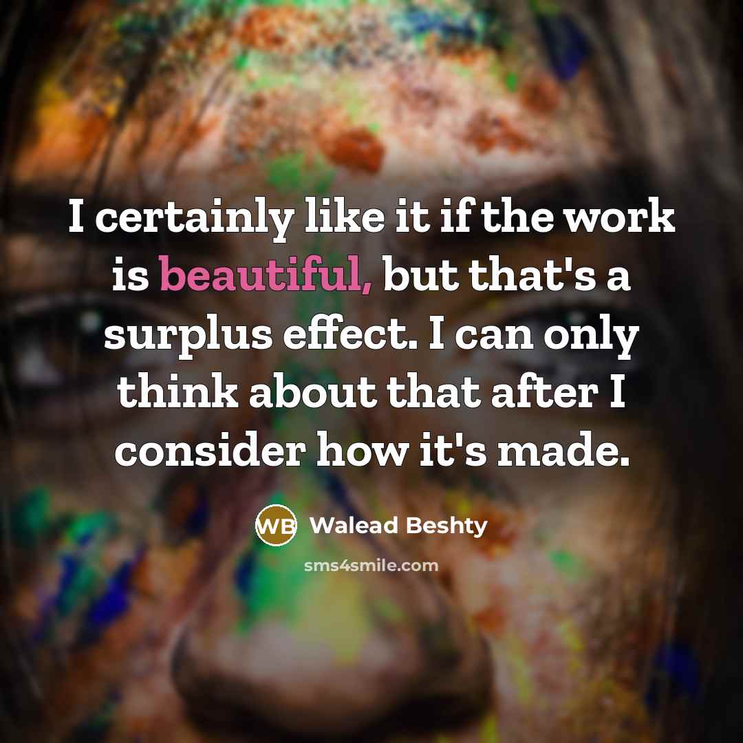 “I certainly like it if the work is beautiful, but…” quote by Walead Beshty