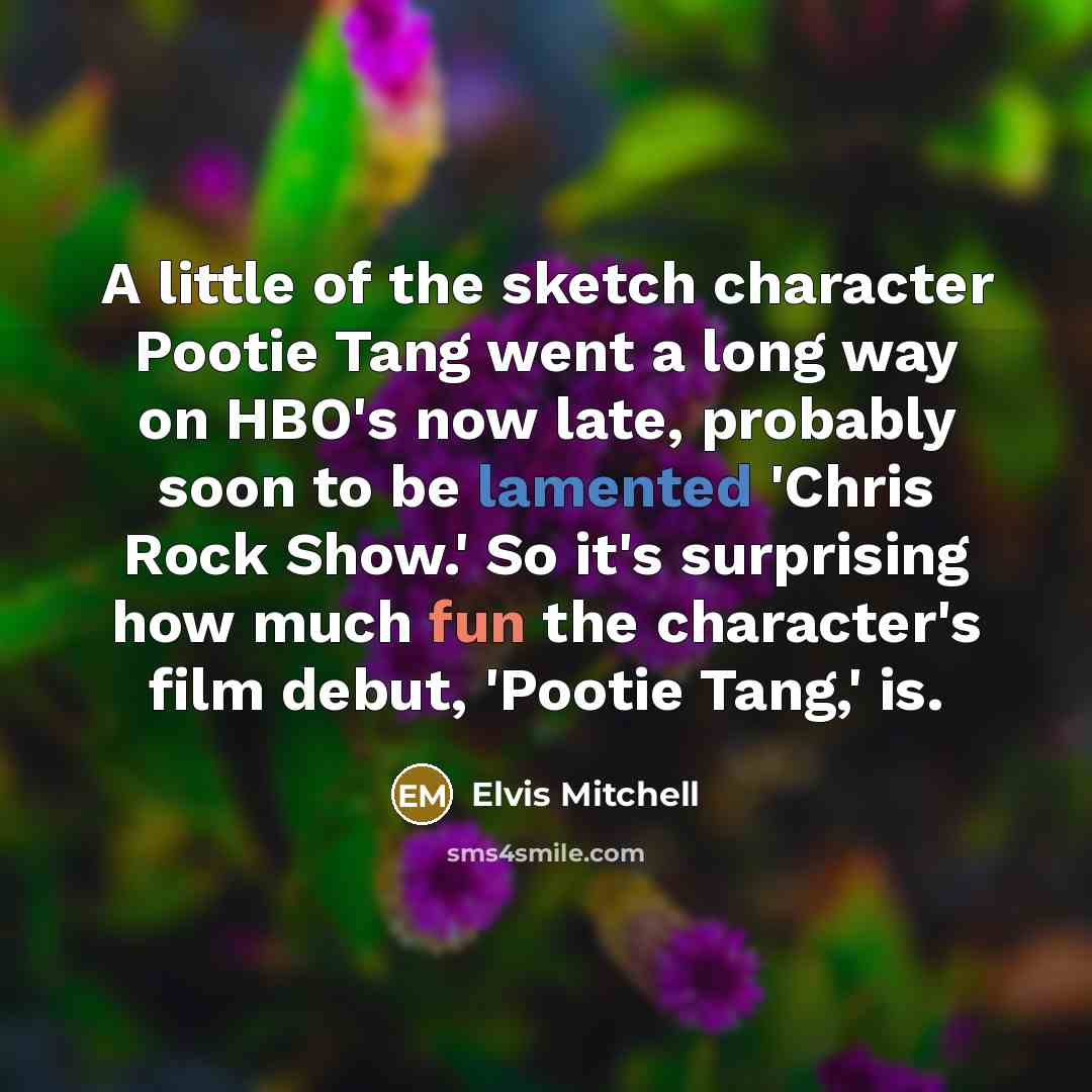 “A little of the sketch character Pootie Tang went a…” quote by Elvis Mitchell
