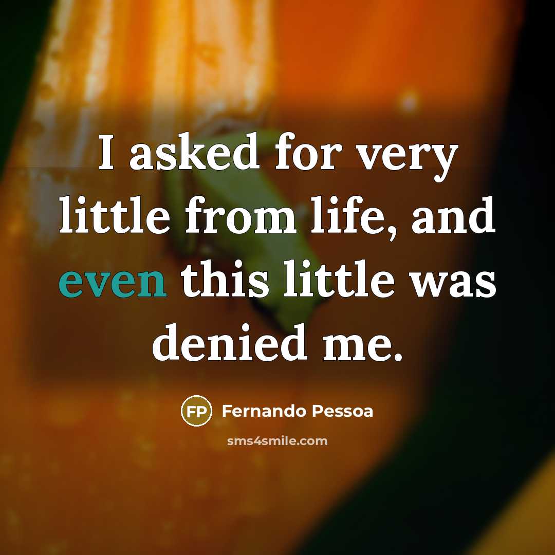 “I asked for very little from life, and even this…” quote by Fernando Pessoa