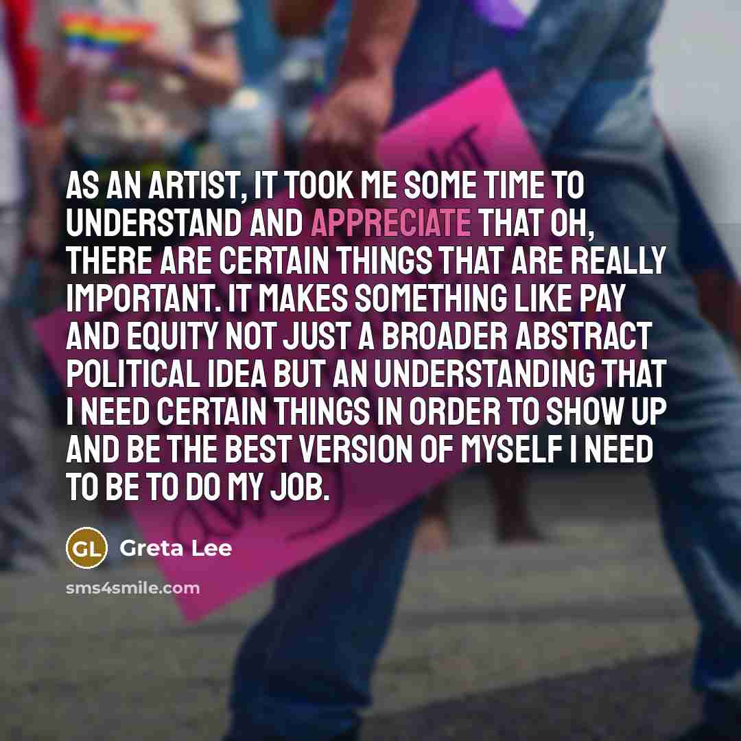 “As an artist, it took me some time to understand…” quote by Greta Lee