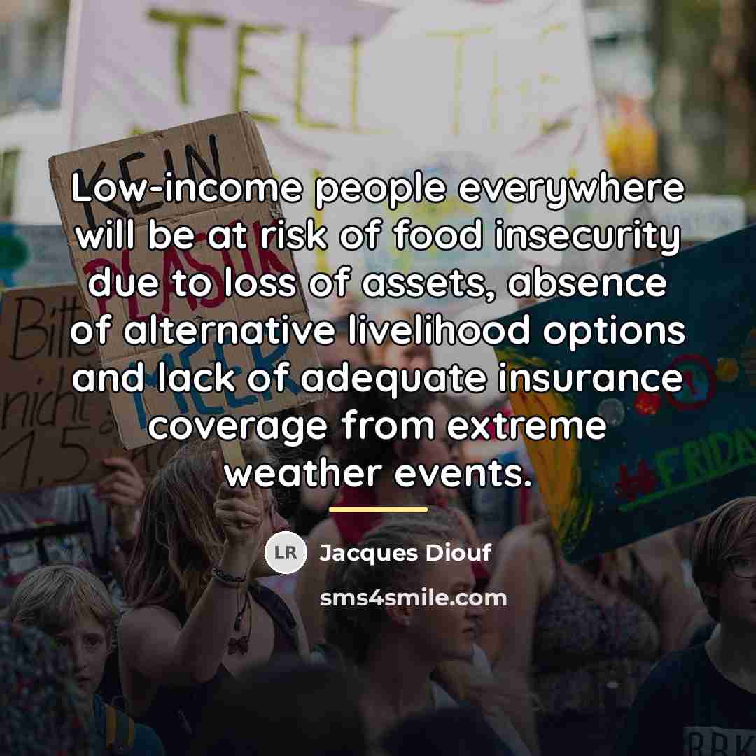 “Low-income people everywhere will be at risk of food insecurity…” quote by Jacques Diouf