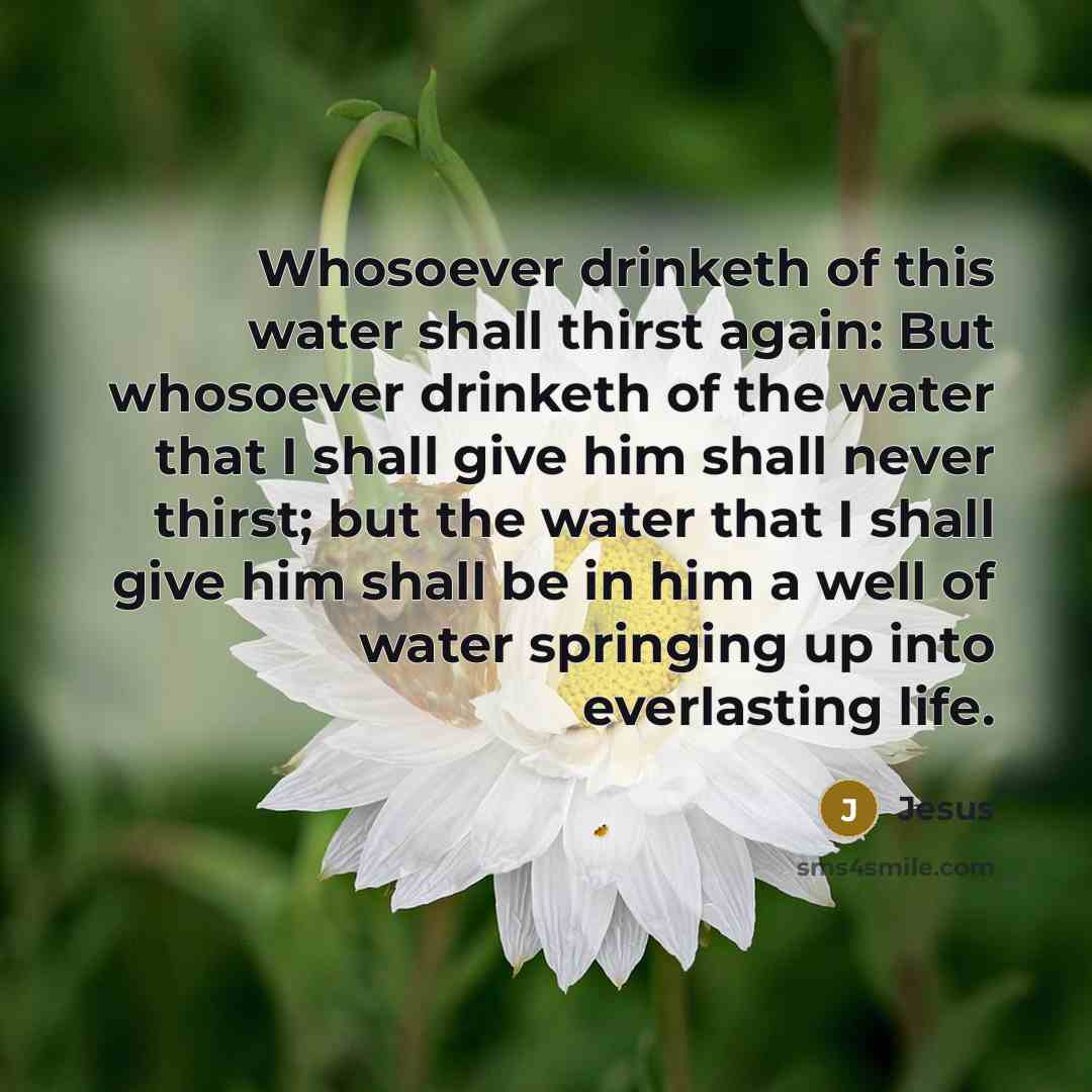 “Whosoever drinketh of this water shall thirst again: But whosoever…” quote by Jesus