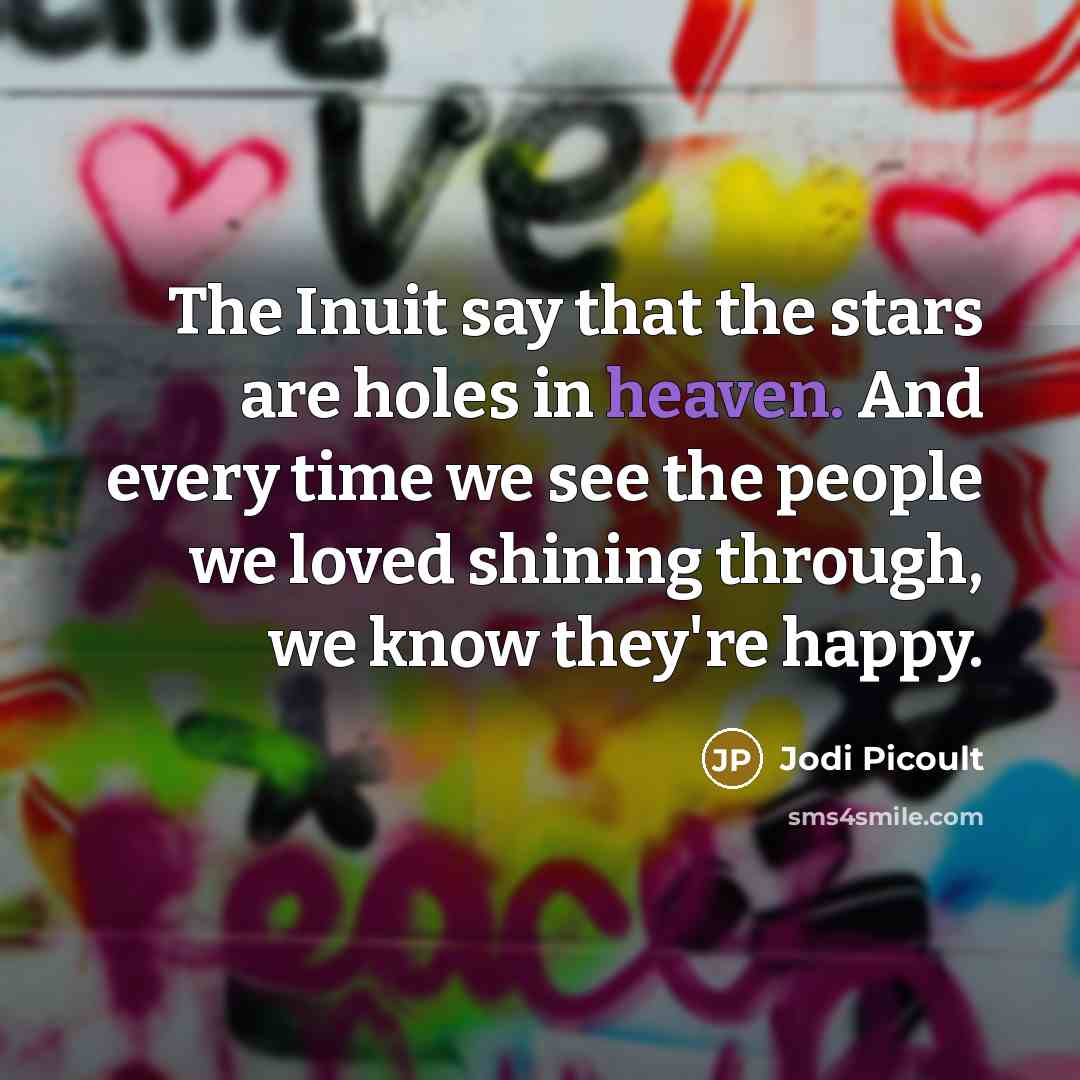 “The Inuit say that the stars are holes in heaven.…” quote by Jodi Picoult