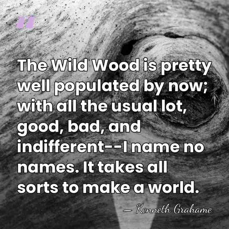 The Wild Wood is pretty well populated by now; with all the&hellip; - Kenneth Grahame