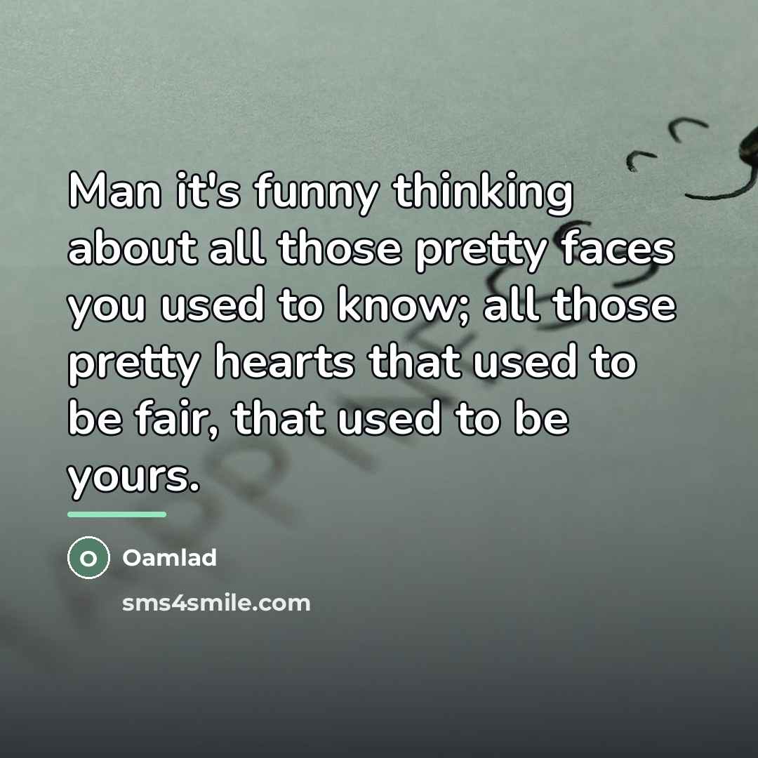 “Man it's funny thinking about all those pretty faces you…” quote by Oamlad