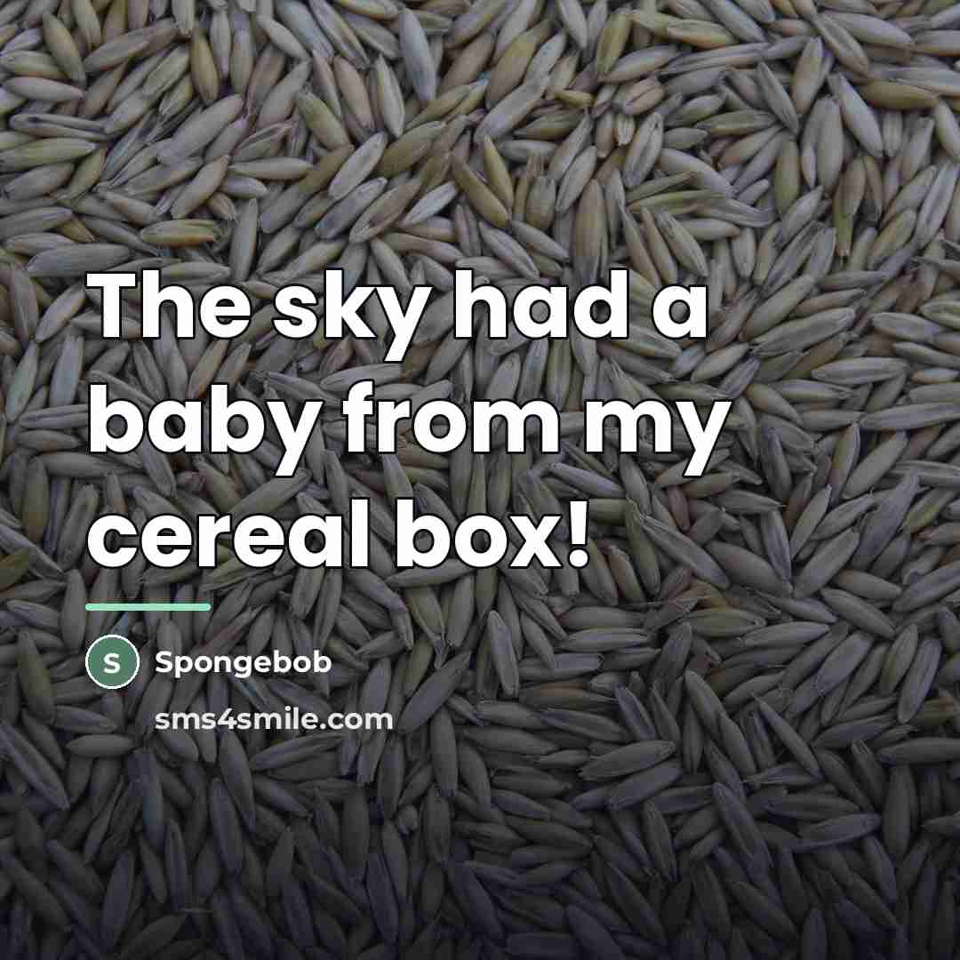“The sky had a baby from my cereal box!…” quote by Spongebob