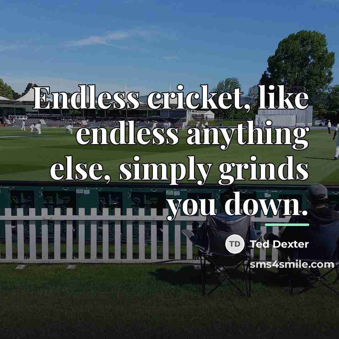 “Endless cricket, like endless anything else, simply grinds you down.…” quote by Ted Dexter