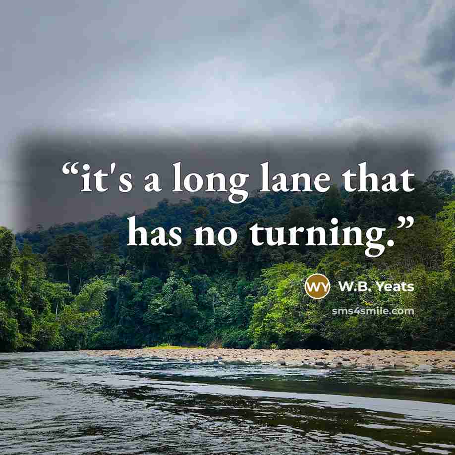 “it's a long lane that has no turning.” quote by W.B. Yeats