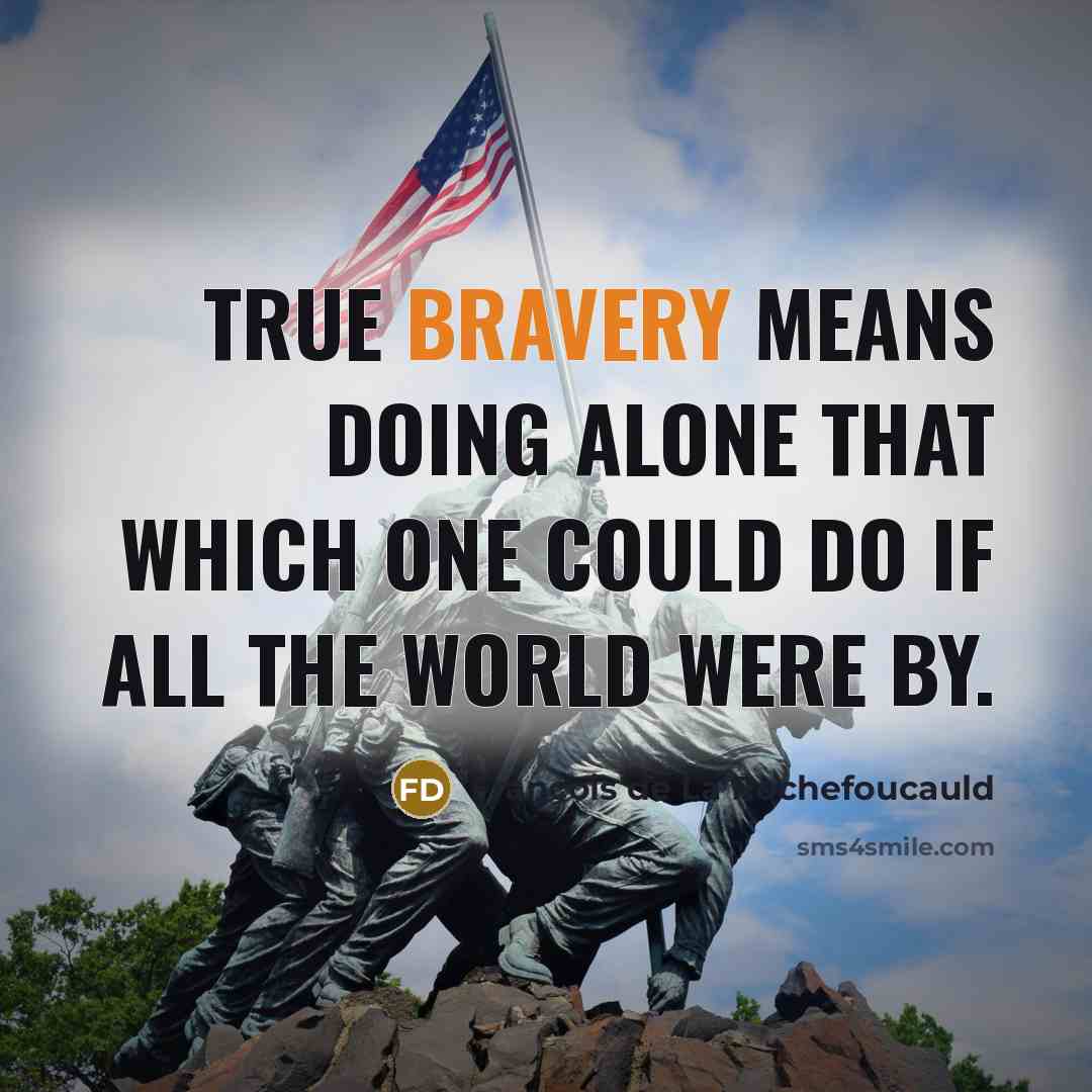 “True bravery means doing alone that which one could do…” quote by Francois de La Rochefoucauld