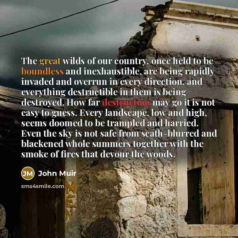 “The great wilds of our country, once held to be…” quote by John Muir