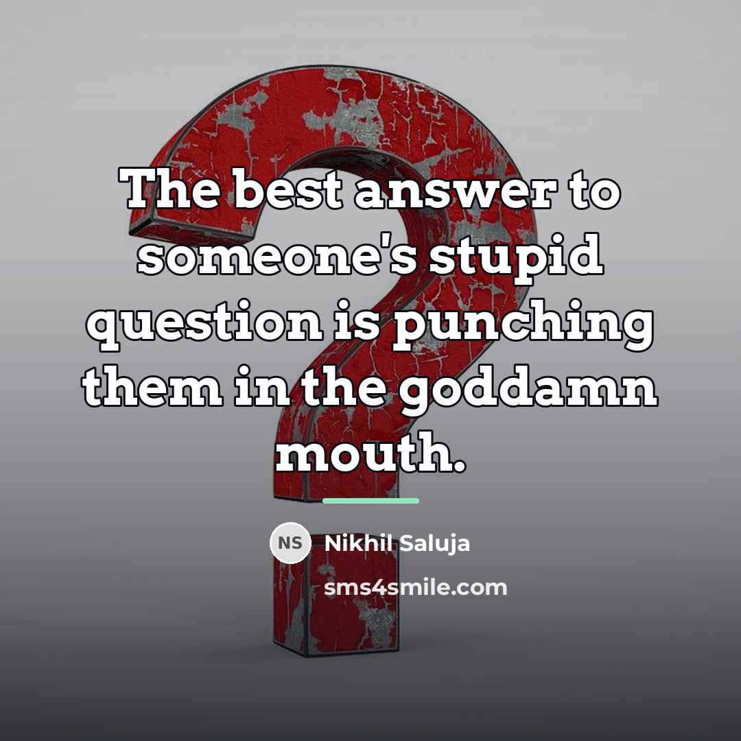 “The best answer to someone's stupid question is punching them…” quote by Nikhil Saluja