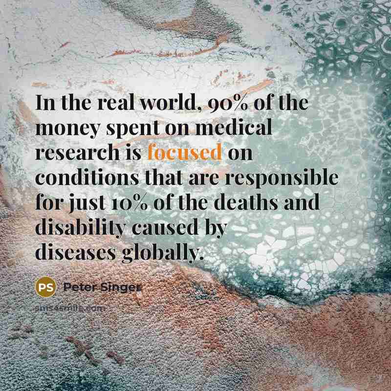 “In the real world, 90% of the money spent on…” quote by Peter Singer