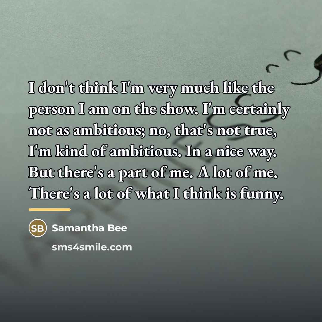 “I don't think I'm very much like the person I…” quote by Samantha Bee