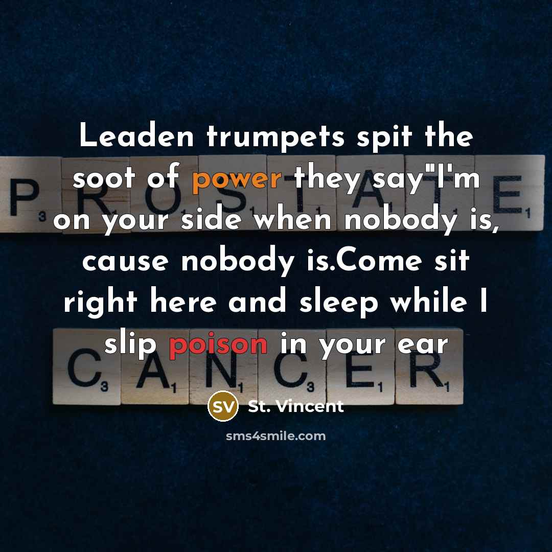 “Leaden trumpets spit the soot of power they say"I'm on…” quote by St. Vincent
