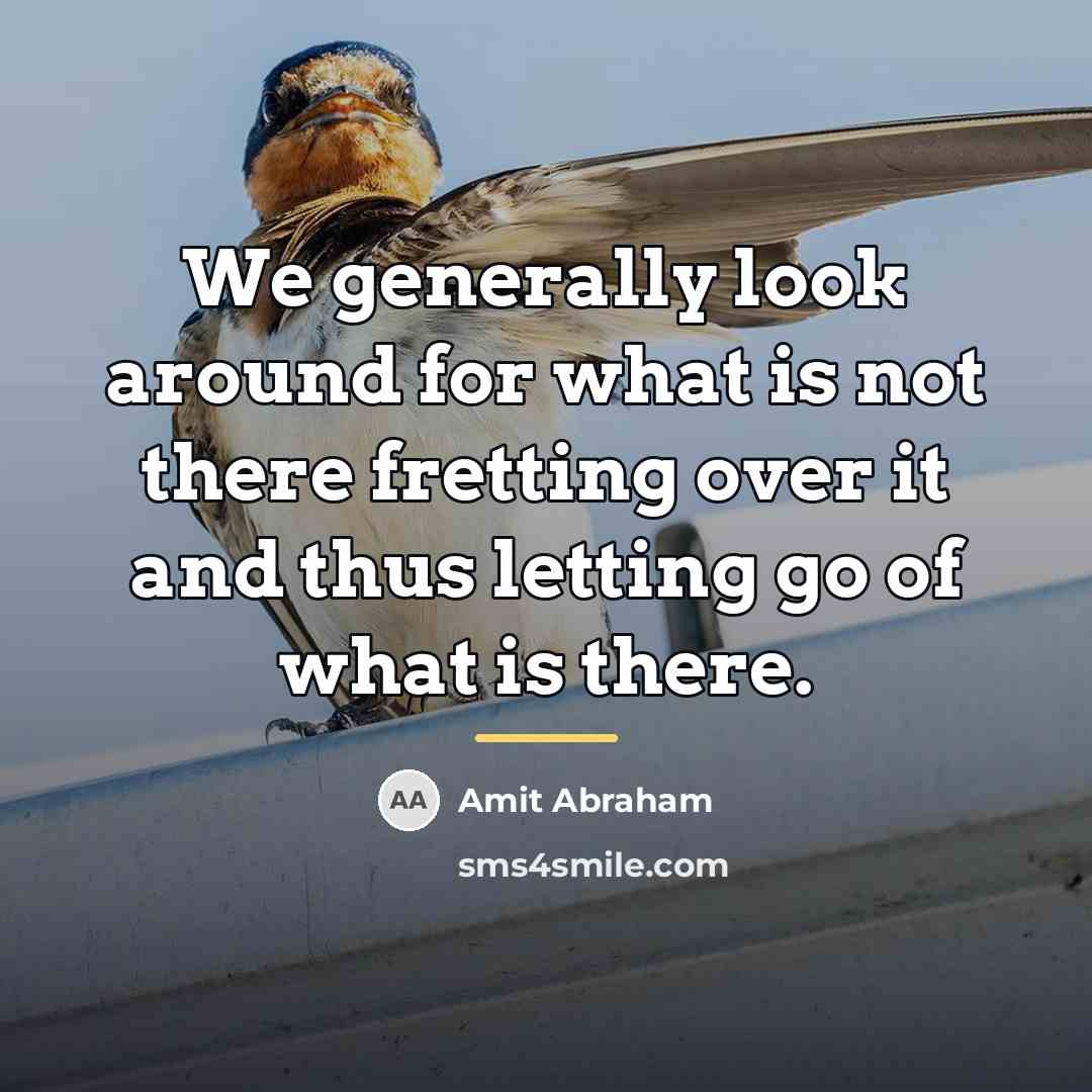 “We generally look around for what is not there fretting…” quote by Amit Abraham
