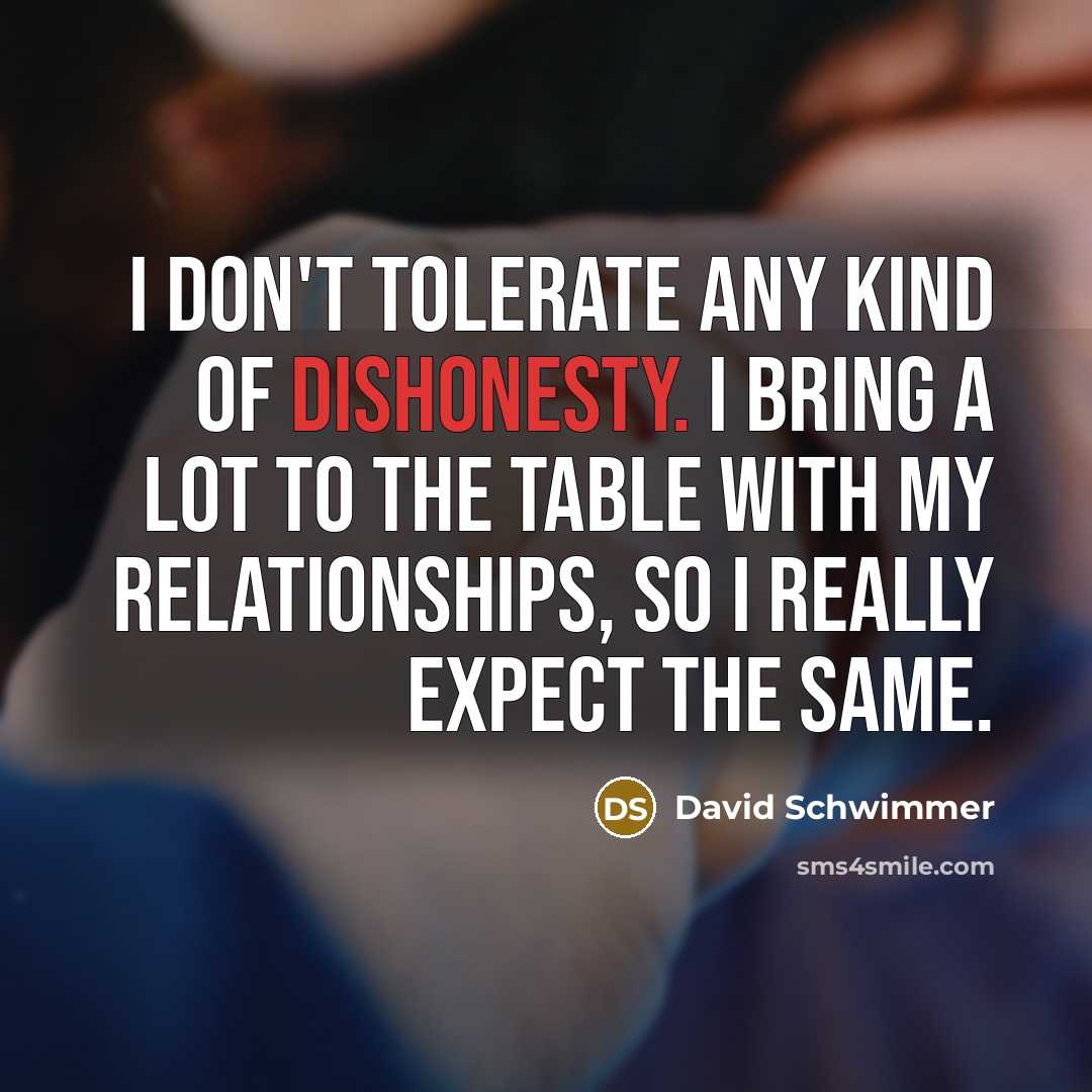 “I don't tolerate any kind of dishonesty. I bring a…” quote by David Schwimmer