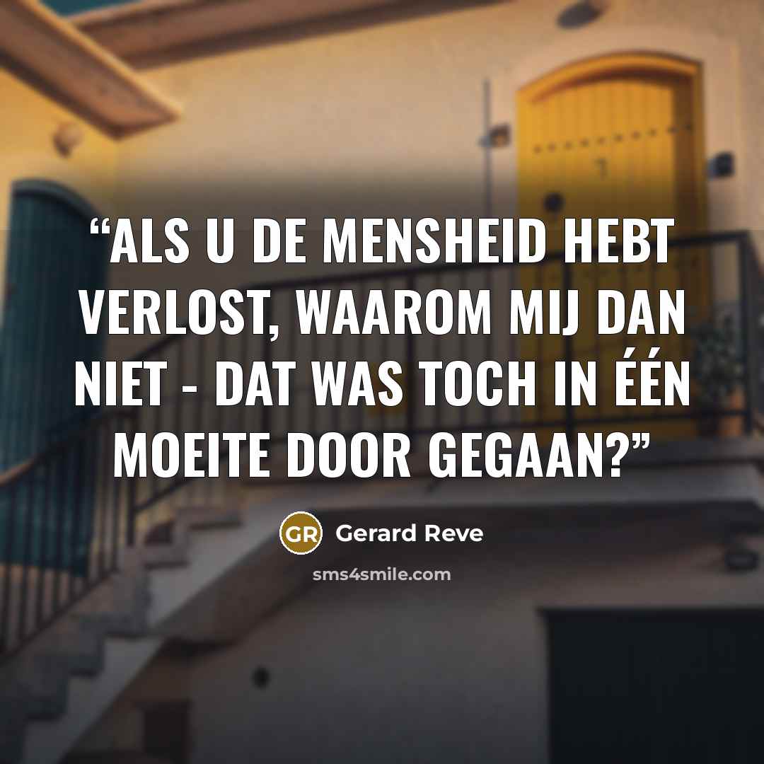 “Als u de mensheid hebt verlost, waarom mij dan niet - dat was toch in één moeite door gegaan?” quote by Gerard Reve