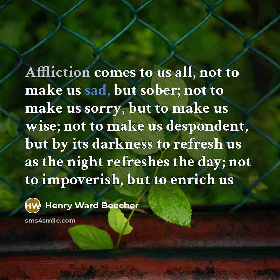 “Affliction comes to us all, not to make us sad,…” quote by Henry Ward Beecher
