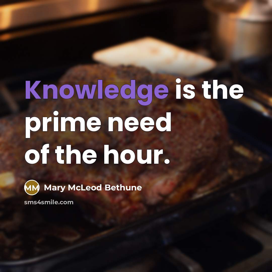 “Knowledge is the prime need of the hour.” quote by Mary McLeod Bethune