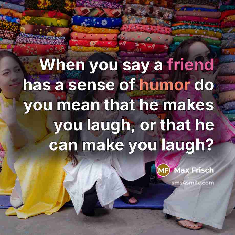 “When you say a friend has a sense of humor…” quote by Max Frisch