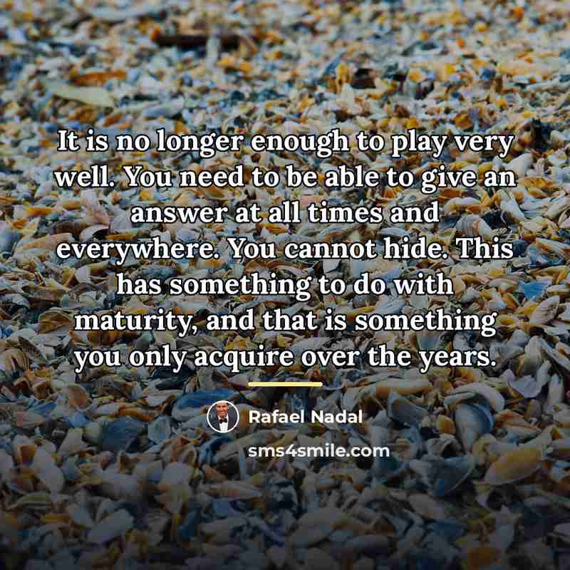 “It is no longer enough to play very well. You…” quote by Rafael Nadal