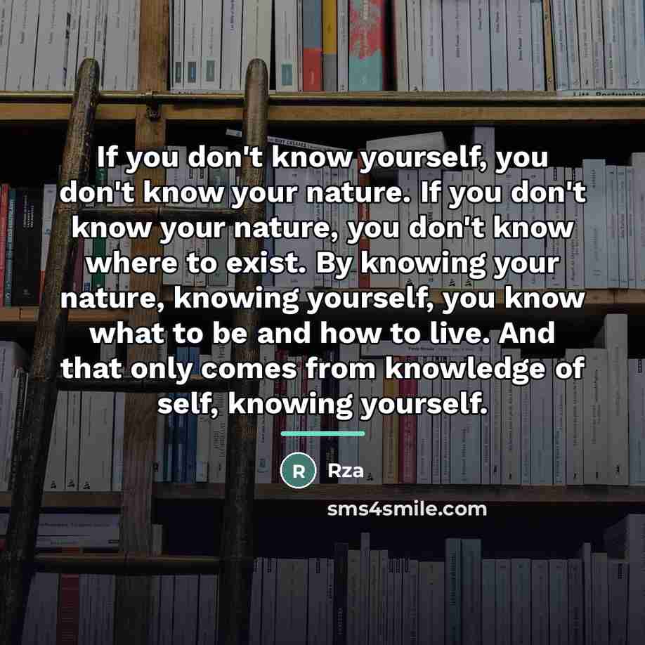 “If you don't know yourself, you don't know your nature.…” quote by RZA