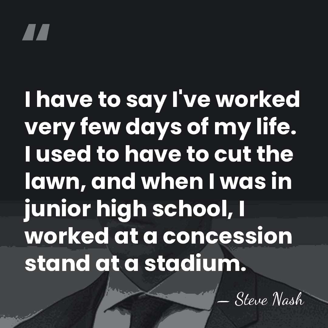 I have to say I've worked very few days of my life.&hellip; - Steve Nash