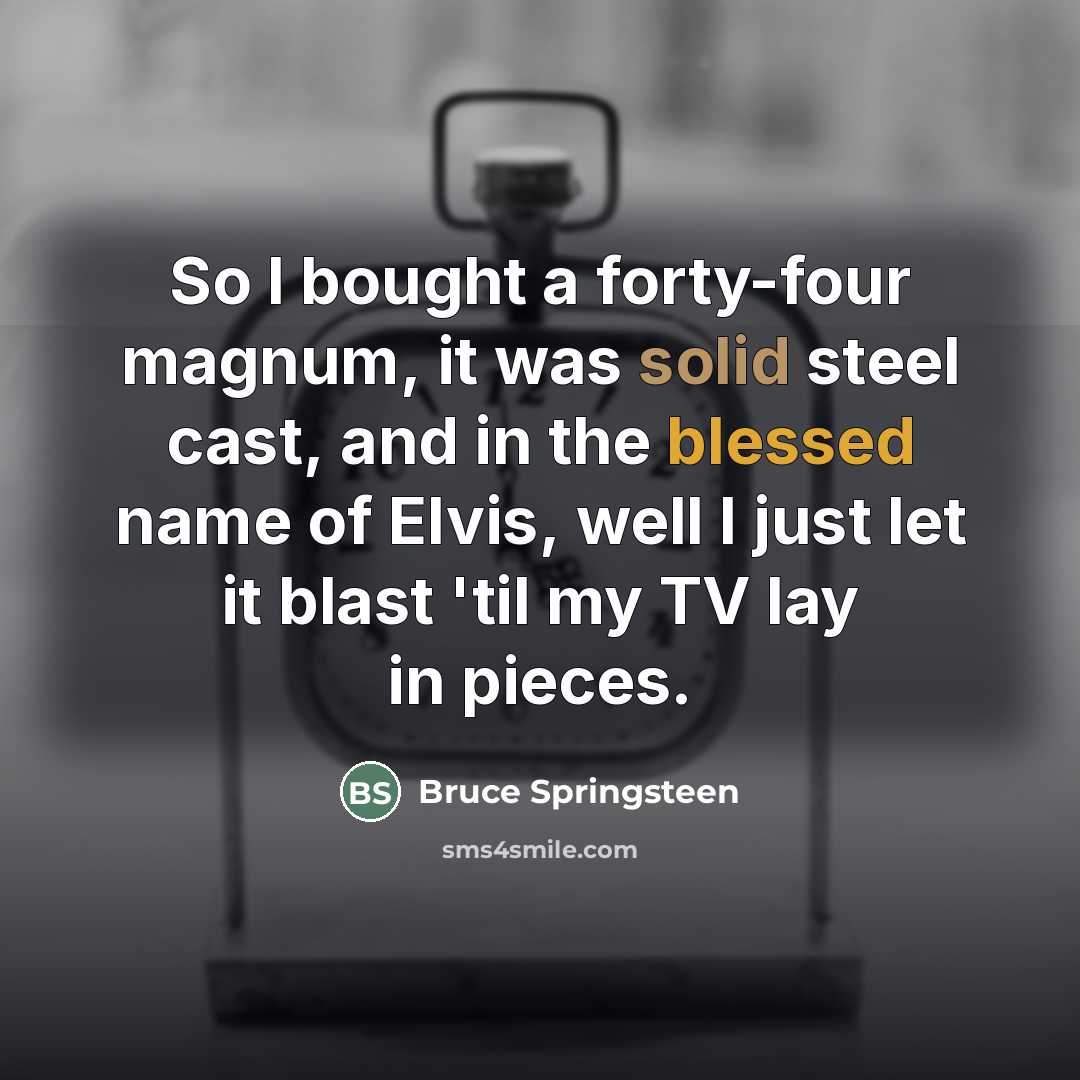 “So I bought a forty-four magnum, it was solid steel…” quote by Bruce Springsteen