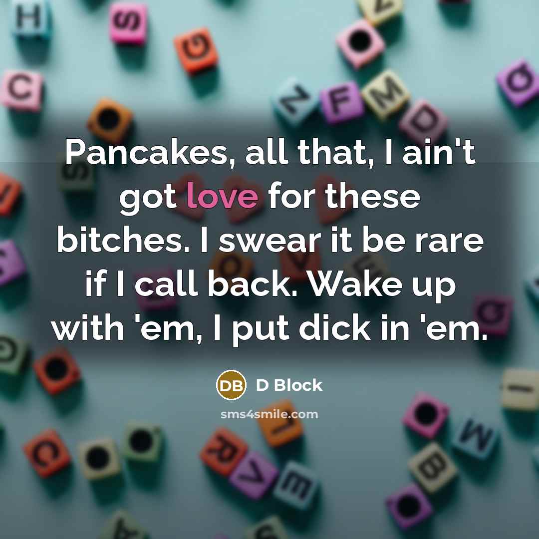 “Pancakes, all that, I ain't got love for these bitches.…” quote by D Block