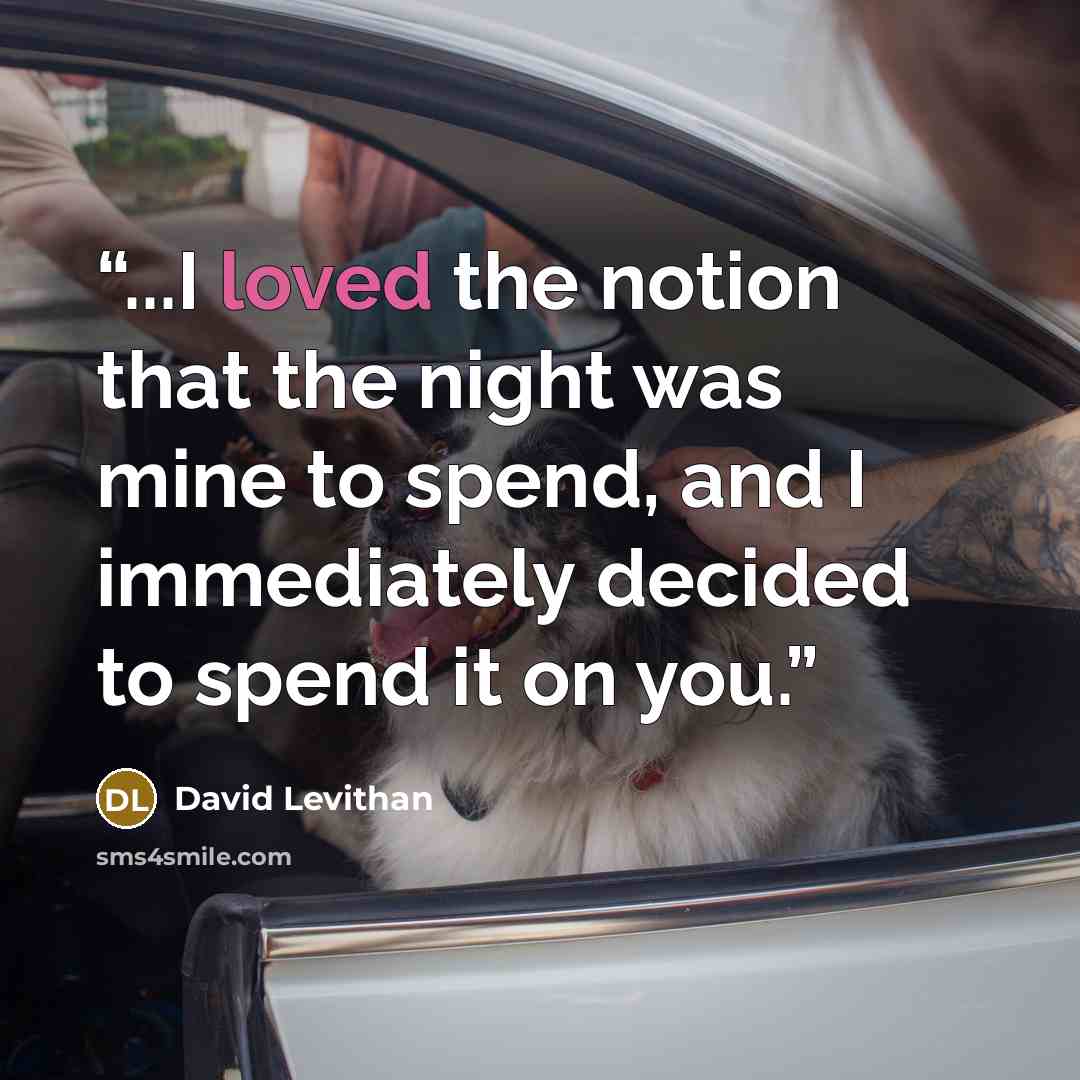 “...I loved the notion that the night was mine to spend, and I immediately decided to spend it on you.” quote by David Levithan