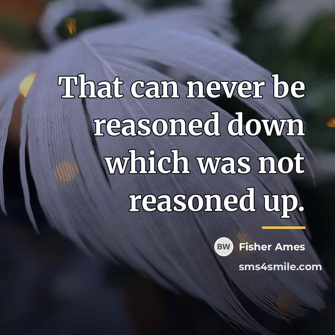 “That can never be reasoned down which was not reasoned…” quote by Fisher Ames