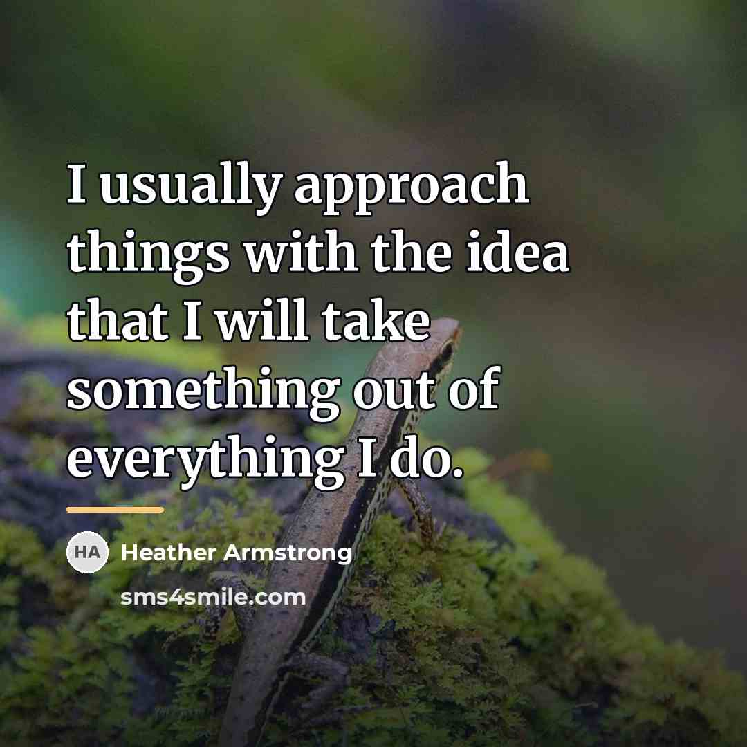 “I usually approach things with the idea that I will…” quote by Heather Armstrong