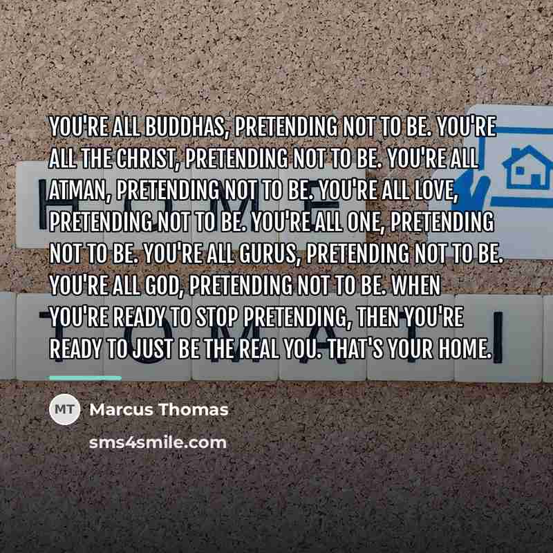 “You're all Buddhas, pretending not to be. You're all the…” quote by Marcus Thomas