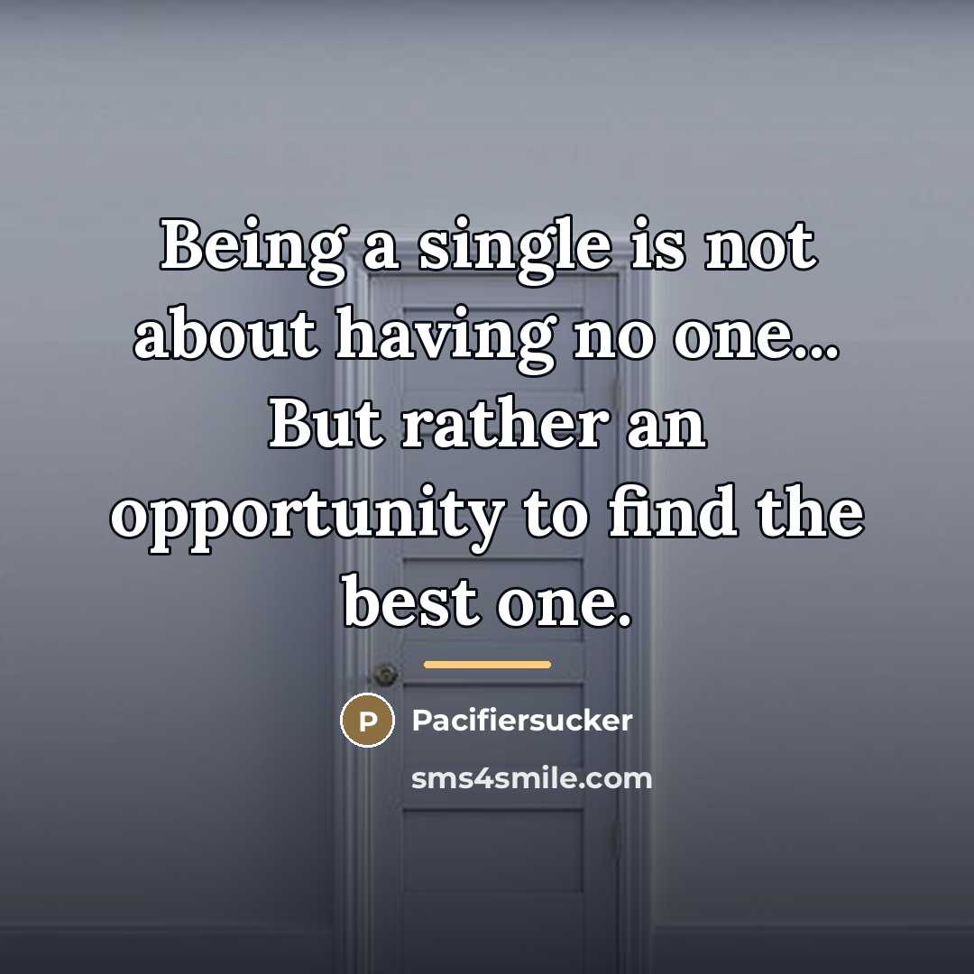 “Being a single is not about having no one... But…” quote by Pacifiersucker