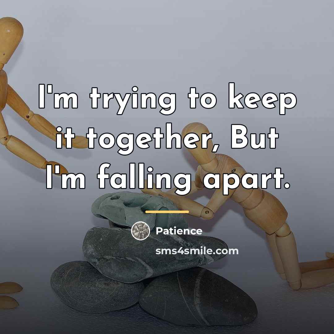 “I'm trying to keep it together, But I'm falling apart.…” quote by Patience