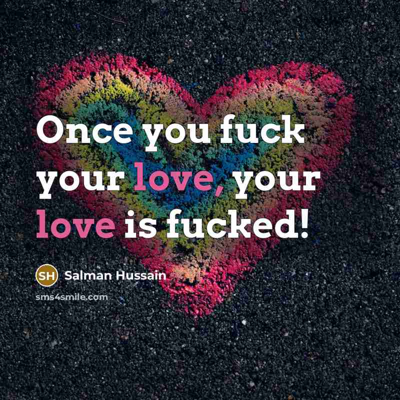 “Once you fuck your love, your love is fucked!” quote by Salman Hussain