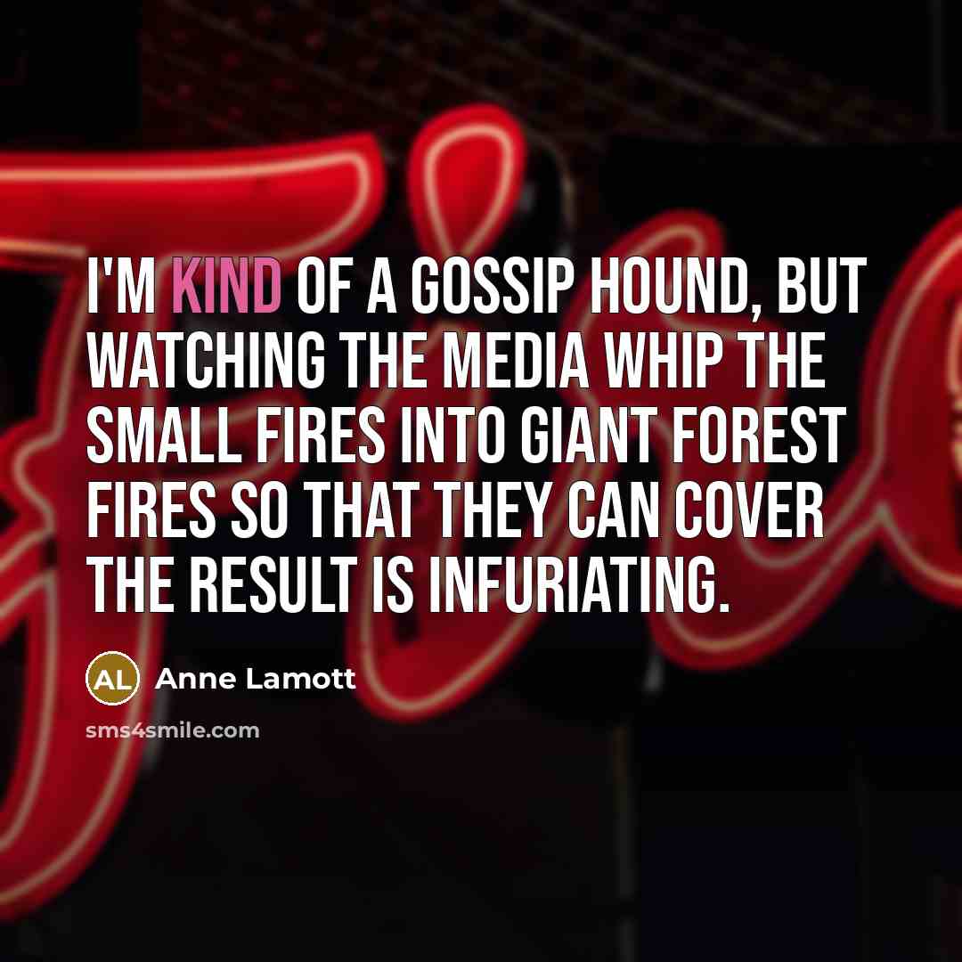 “I'm kind of a gossip hound, but watching the media…” quote by Anne Lamott