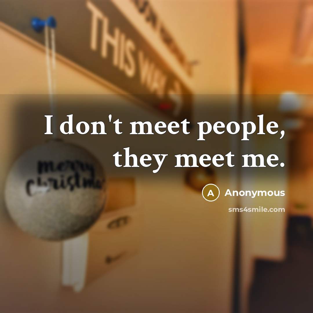 “I don't meet people, they meet me.…” quote by Anonymous