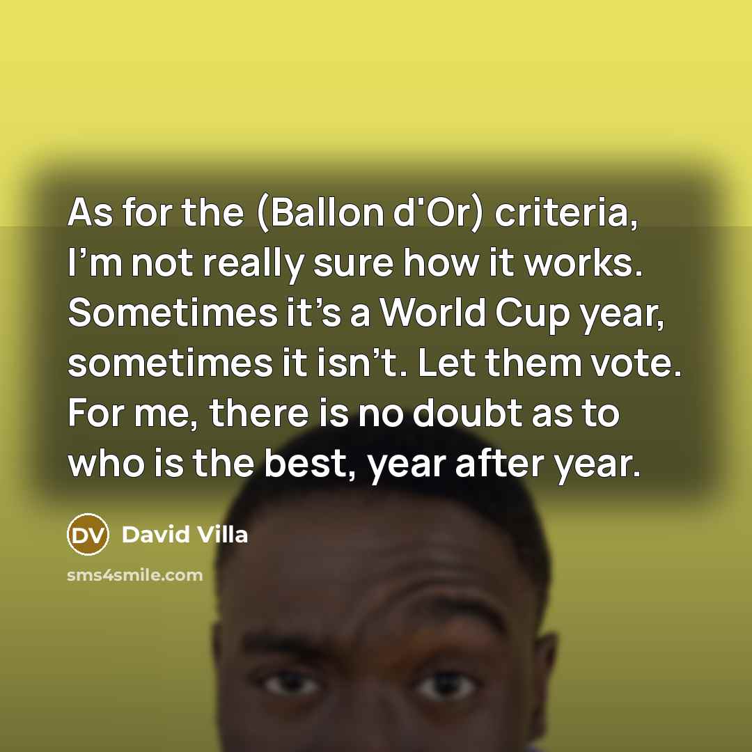 “As for the (Ballon d'Or) criteria, I'm not really sure…” quote by David Villa