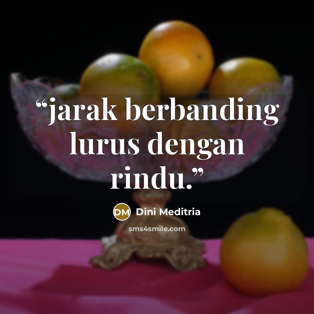 “jarak berbanding lurus dengan rindu.” quote by Dini Meditria