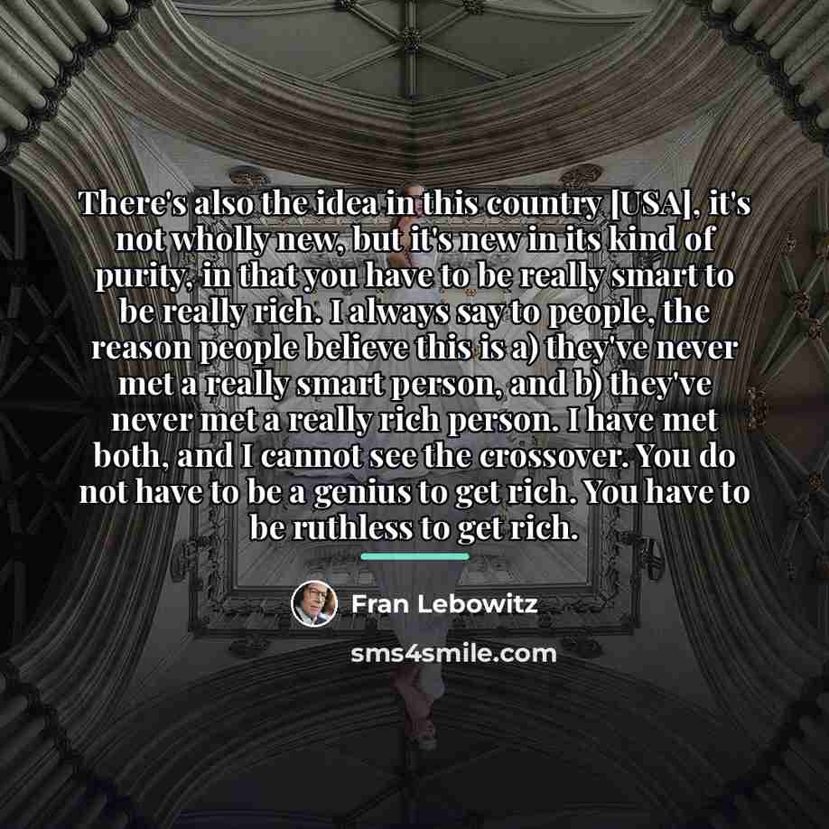 “There's also the idea in this country [USA], it's not…” quote by Fran Lebowitz