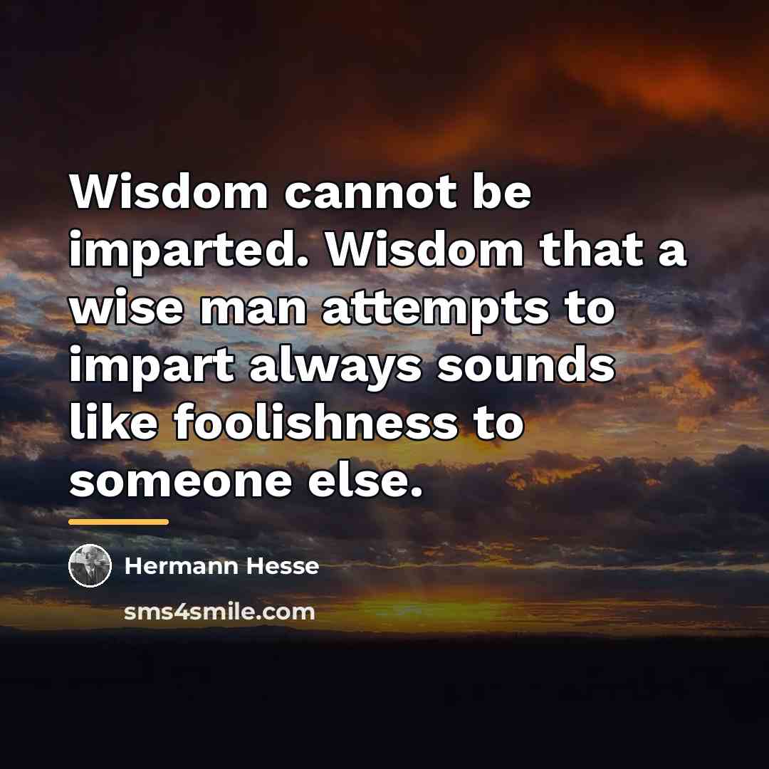 “Wisdom cannot be imparted. Wisdom that a wise man attempts…” quote by Hermann Hesse