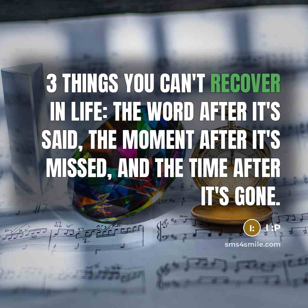 “3 things you can't recover in life: the word after…” quote by I :P