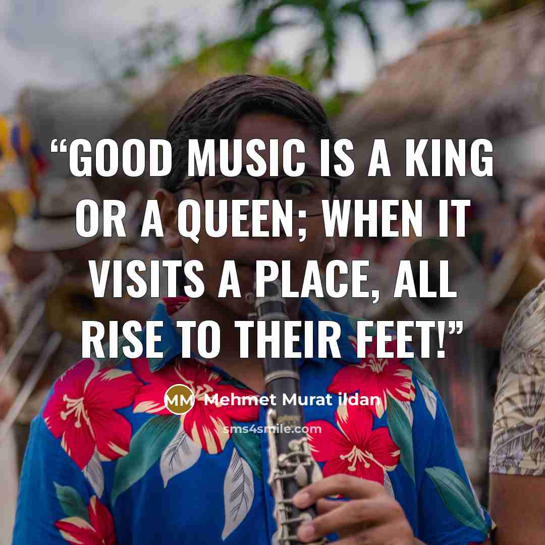 “Good music is a king or a queen; when it visits a place, all rise to their feet!” quote by Mehmet Murat ildan