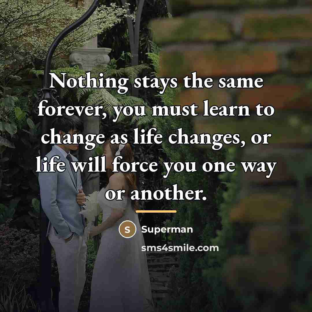 “Nothing stays the same forever, you must learn to change…” quote by Superman